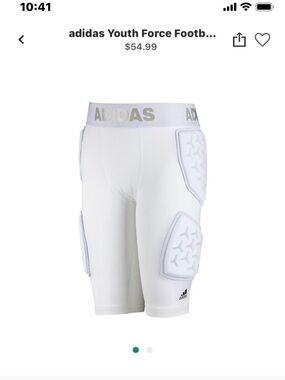 Adidas Force youth size Large  White Padded Football Compression Shorts